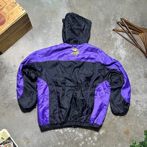 Vintage Minnesota Vikings NFL Jacket Mens Large Purple Yellow Football Coat - Picture 3 of 6